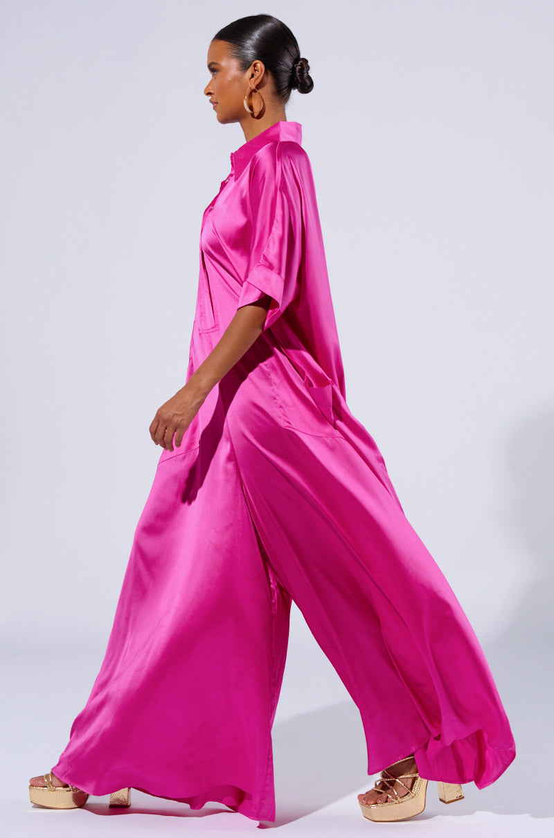 SHES RICH OVERSIZED SATIN JUMPSUIT IN PINK