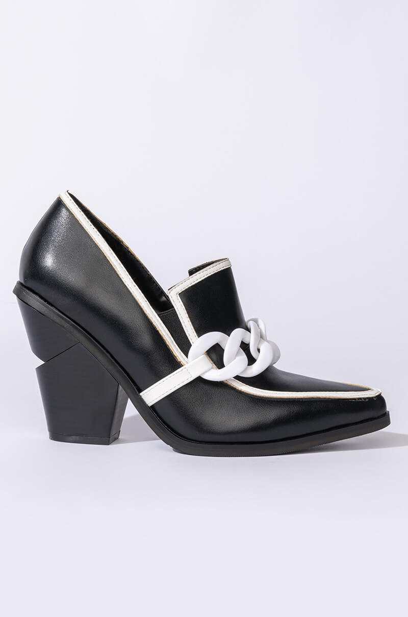 AZALEA WANG WORK HARD PLAY HARD CHUNKY BOOTIE IN BLACK WHITE