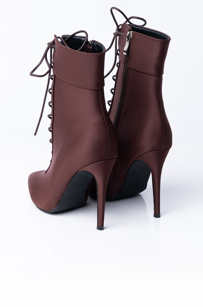 AZALEA WANG LIGHT ME UP STILETTO BOOTIE IN BROWN