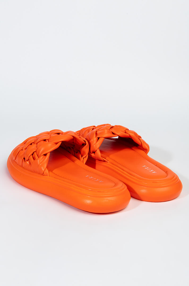 AZALEA WANG LETS LOSE IT ALL FLAT SANDAL IN ORANGE