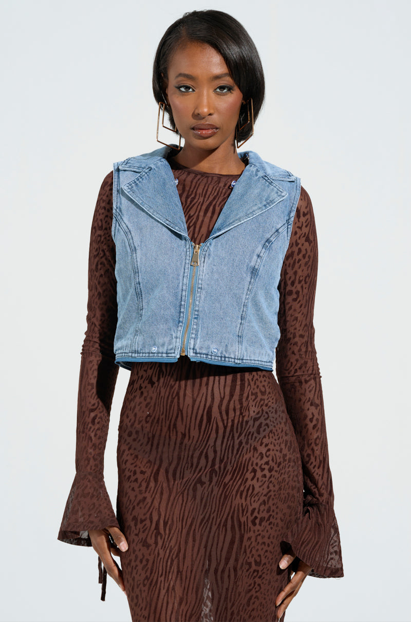 ALICIA FUR TRIM DENIM VEST