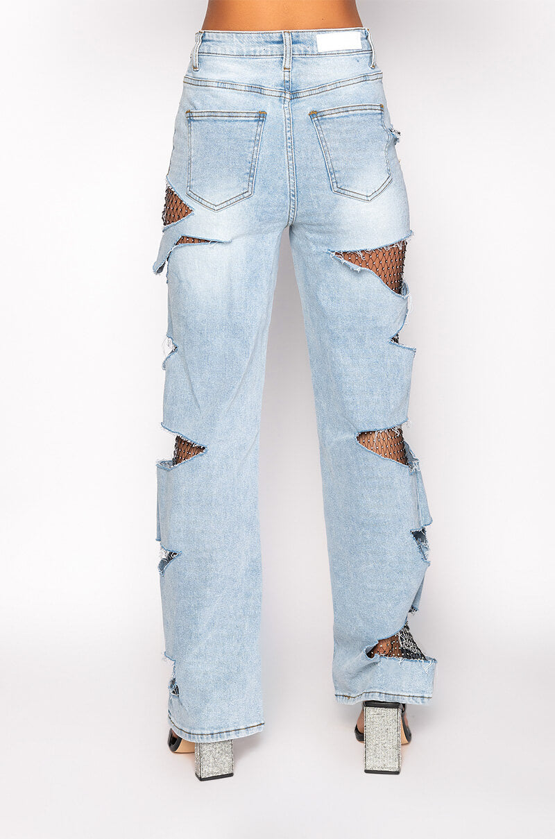 STARSTRUCK RHINESTONE RELAXED JEANS