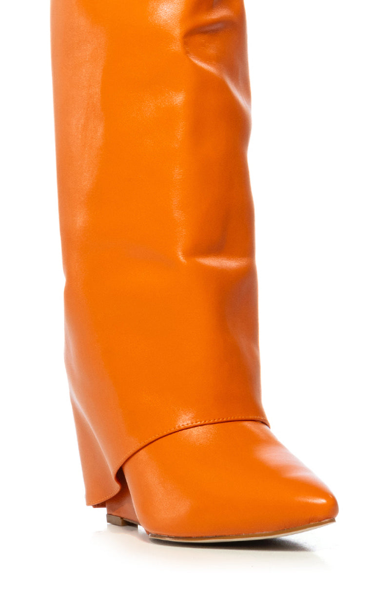 AZALEA WANG STUCK ON YOU WEDGE BOOT IN ORANGE