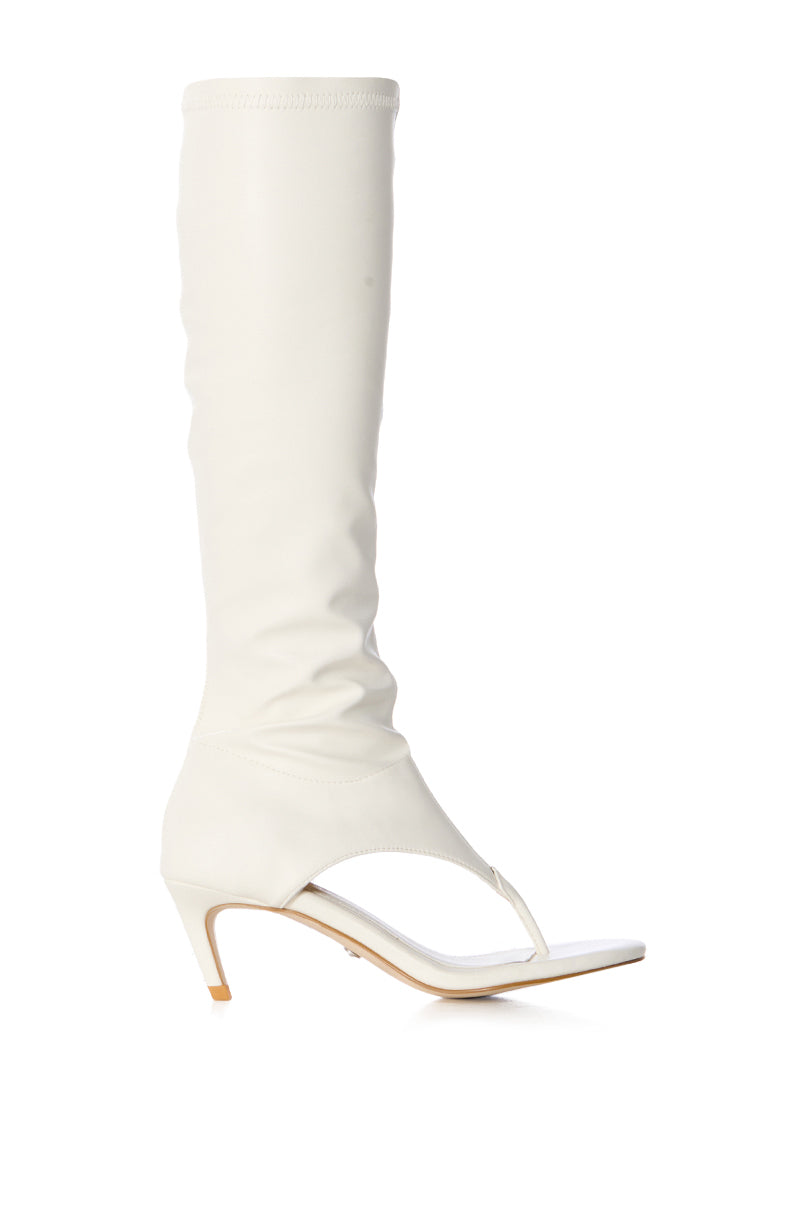 AZALEA WANG CECILE OPEN TOE SANDAL BOOT IN WHITE