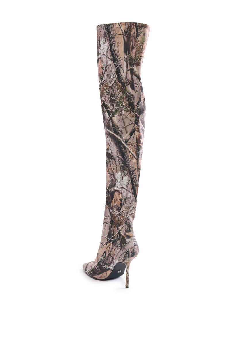 AZALEA WANG BOISTEROUS CAMO SQUARE TOE BOOT