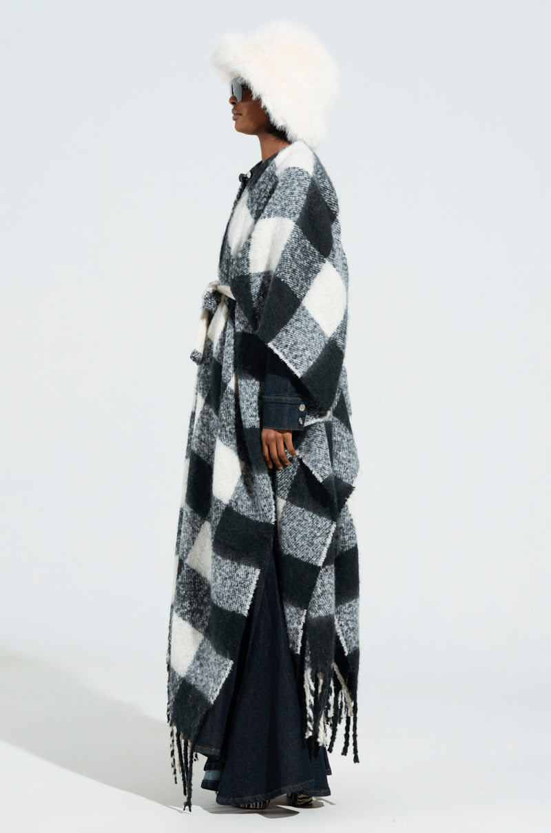 CLASSY PLAID PONCHO