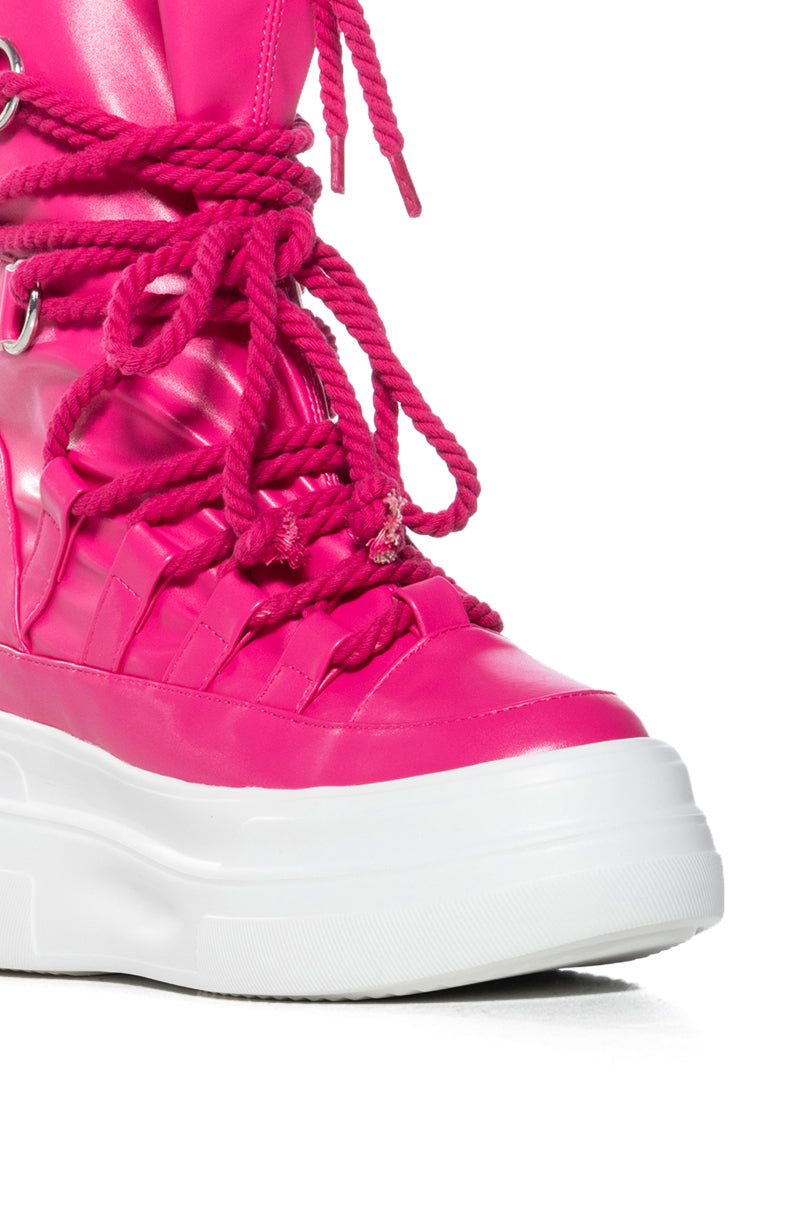 AZALEA WANG RANDOLPH LACE UP HIGH TOP SNEAKER IN FUCHSIA