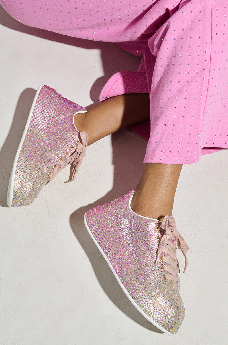 AZALEA WANG TANGY PINK OMBRE RHINESTONE SNEAKER