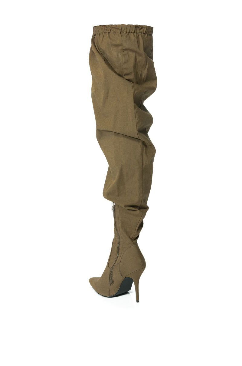 AZALEA WANG MANTIS BAGGY THIGH HIGH BOOT IN KHAKI