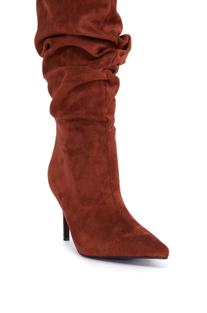 AZALEA WANG PAVETTA BROWN FAUX SUEDE SLOUCH BOOT