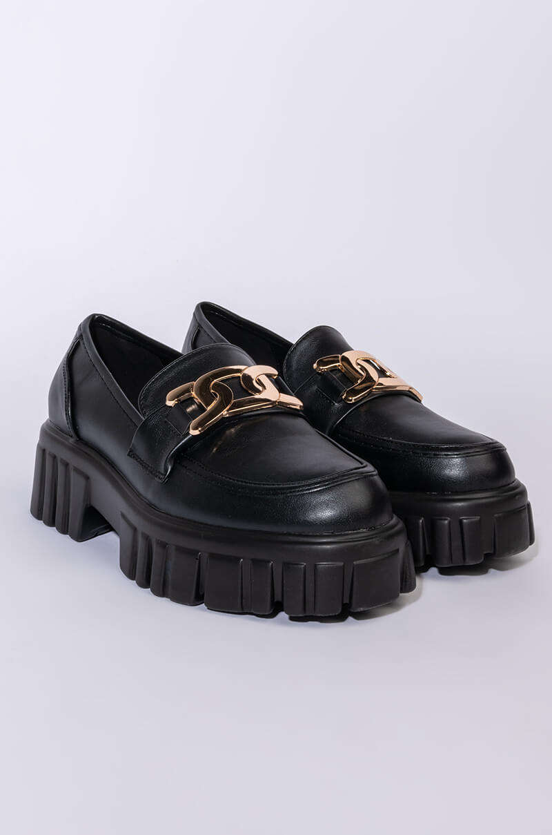 AZALEA WANG NO TIME IS WASTED FLATFORM LOAFER IN BLACK