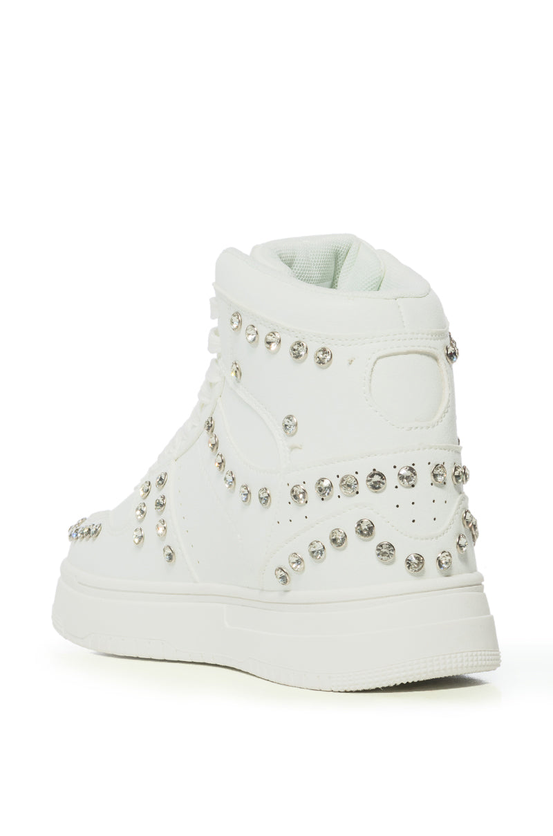 AZALEA WANG NIMBUS WHITE EMBELLISHED HIGH TOP SNEAKER