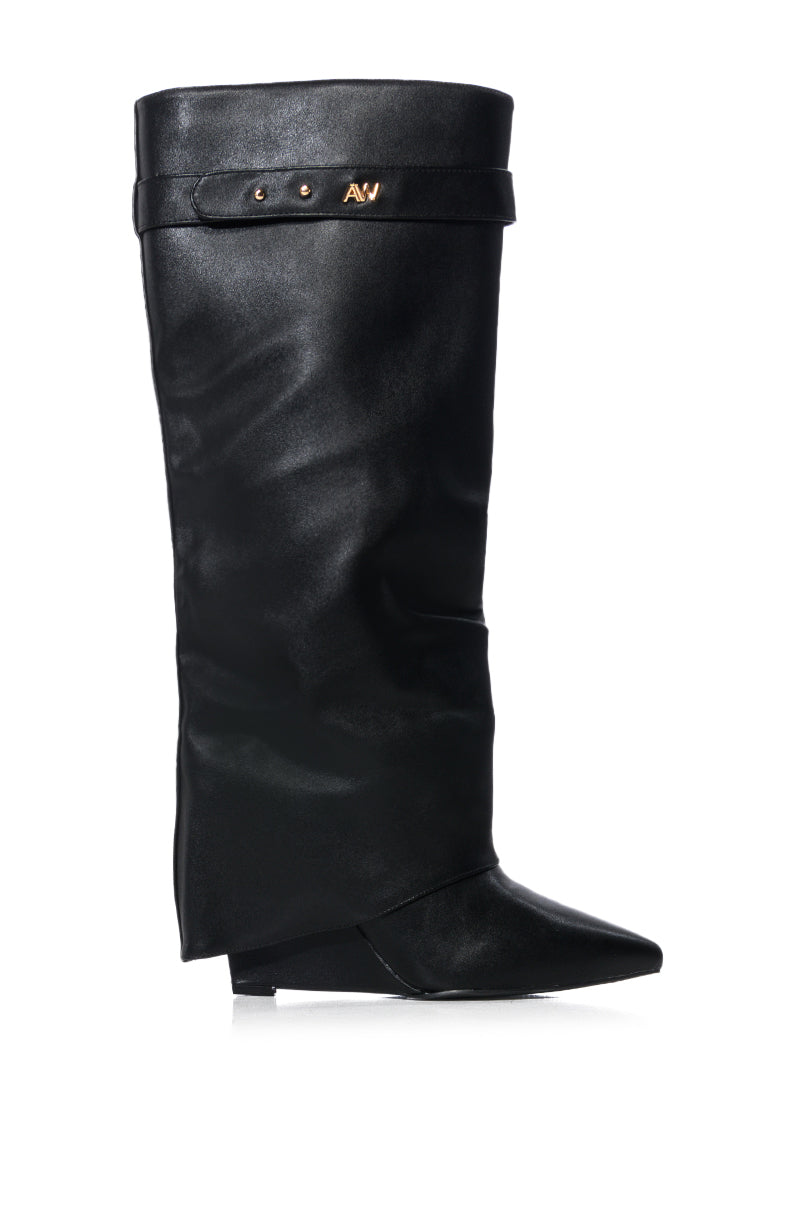 AZALEA WANG STUCK ON YOU WEDGE BOOT IN BLACK