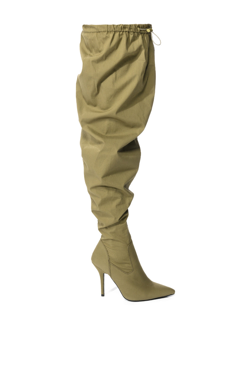 AZALEA WANG MANTIS BAGGY THIGH HIGH BOOT IN KHAKI