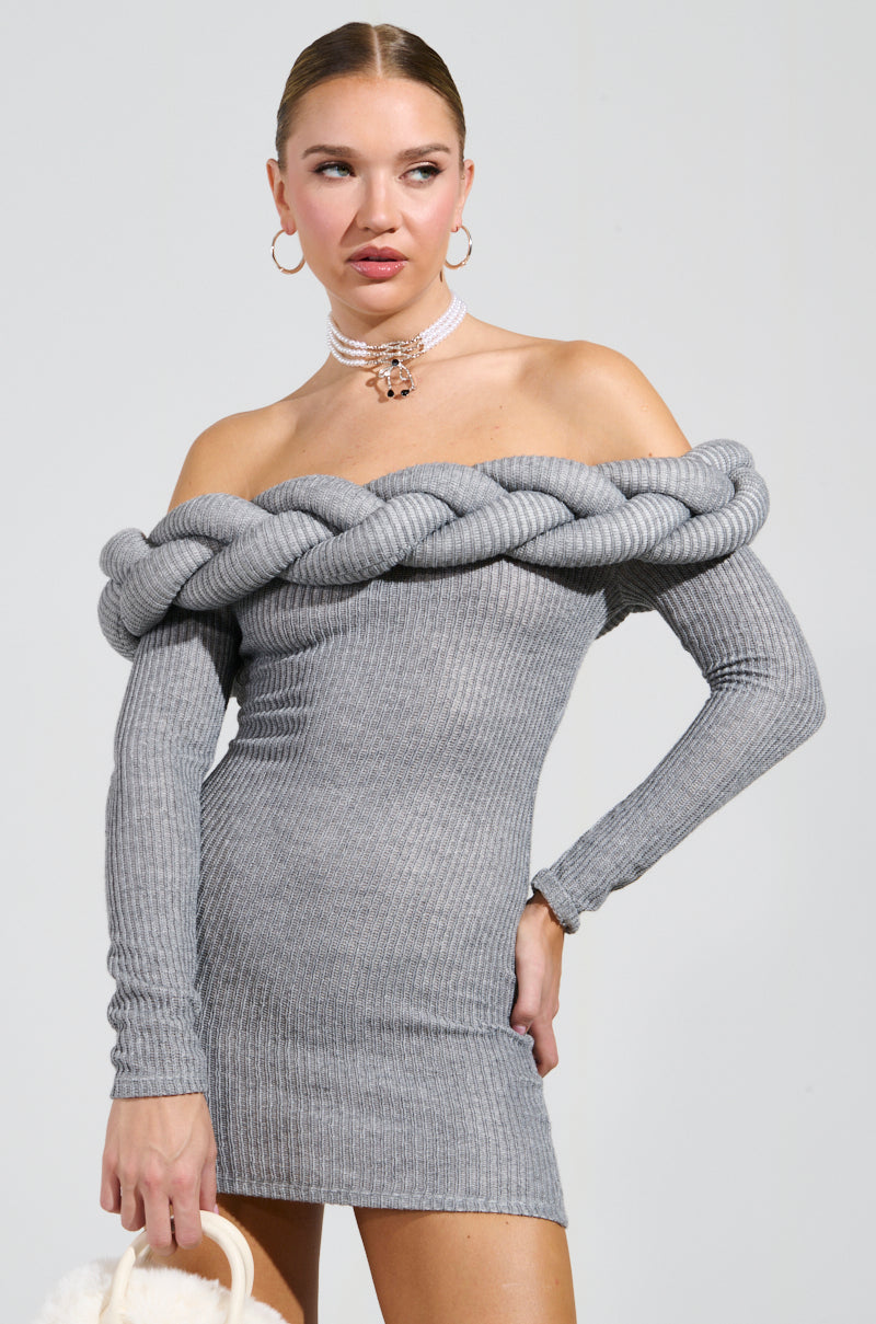 NOT IN THE MOOD KNIT BRAIDED MINI DRESS