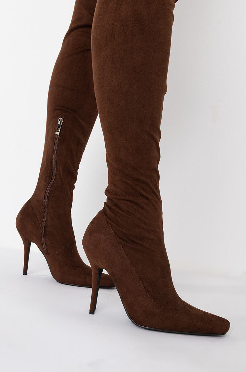 AZALEA WANG FRIDAY NIGHT STILETTO BOOT IN BROWN