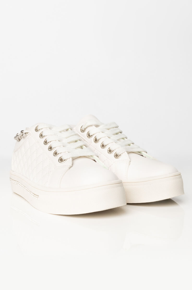 AZALEA WANG FREAK LIKE ME FLAT SNEAKER IN WHITE