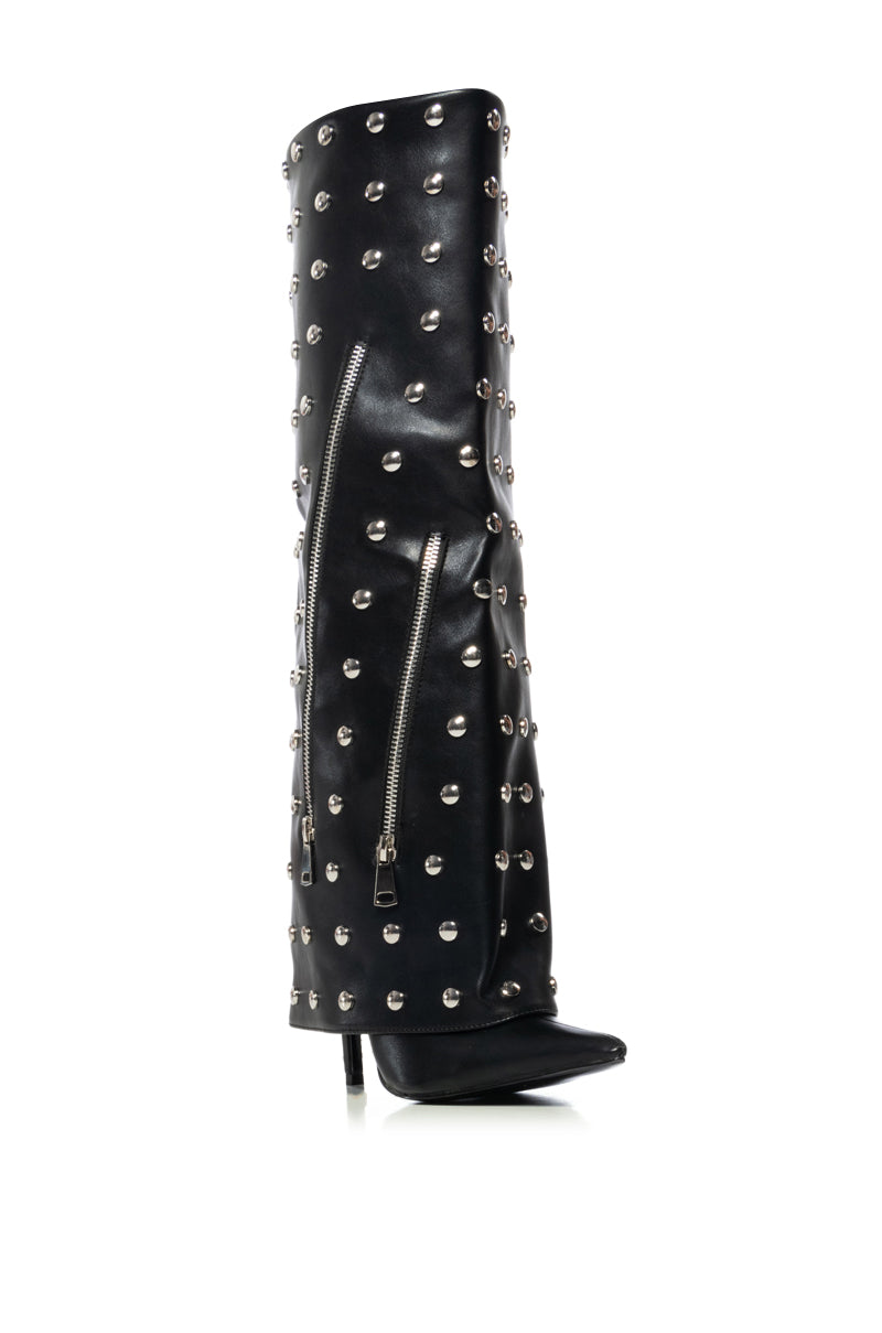 AZALEA WANG YOSHINO BLACK STUDDED BOOT