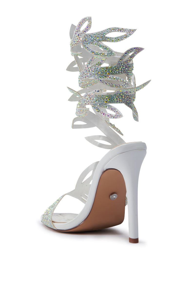 AZALEA WANG MEIER WHITE EMBELLISHED STILETTO SANDAL