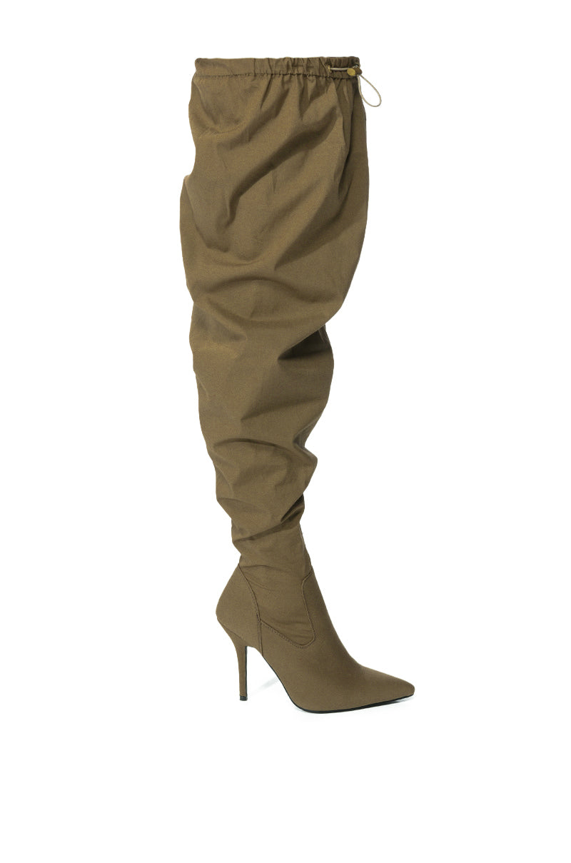 AZALEA WANG MANTIS BAGGY THIGH HIGH BOOT IN KHAKI