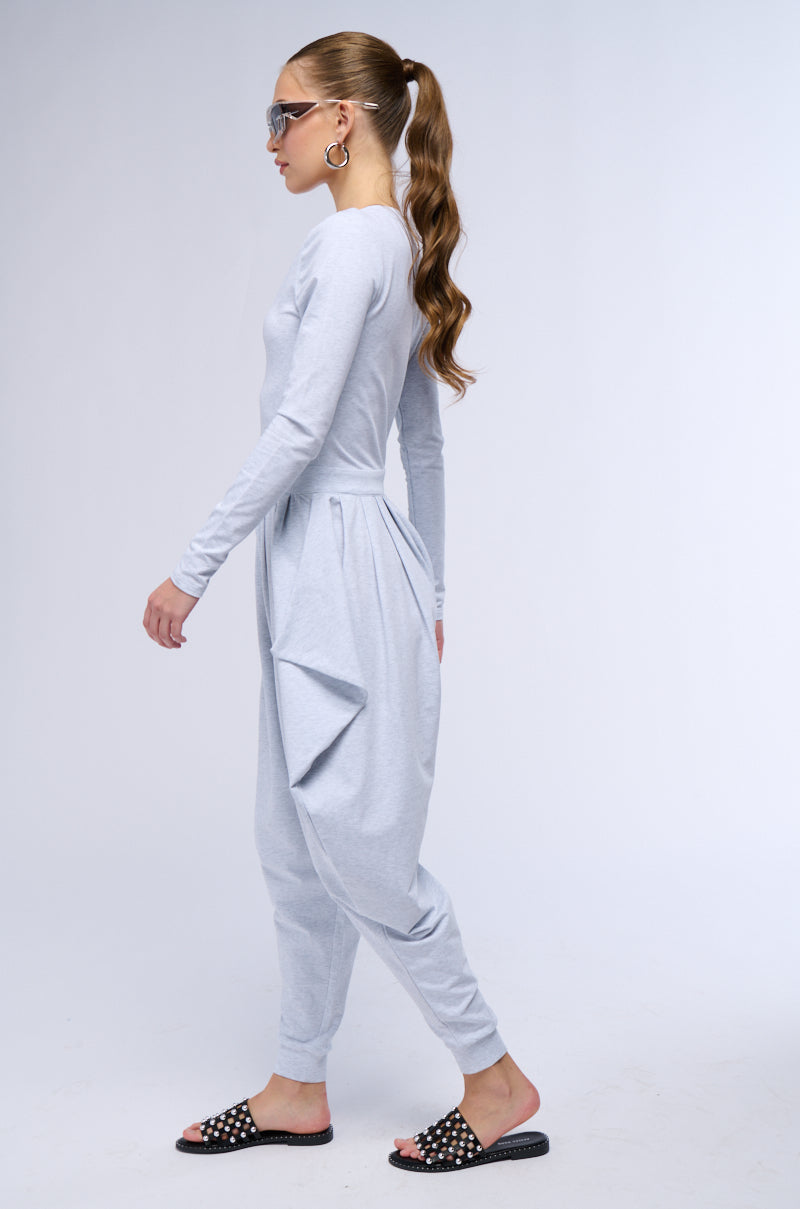 CATCH FLIGHTS NOT FEELINGS FRONT ZIP KNIT JUMPSUIT