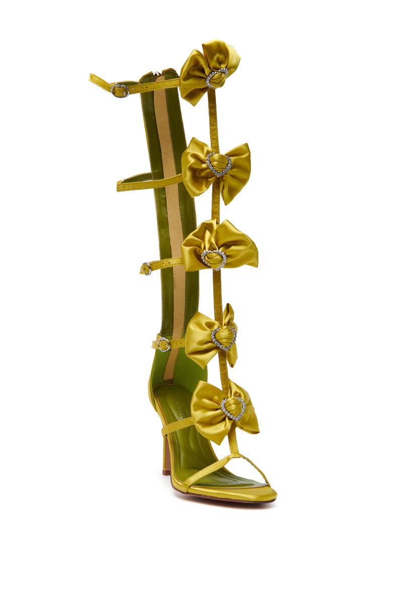 AZALEA WANG AERIN LIME BOW EMBELLISHED GLADIATOR STILETTO SANDAL