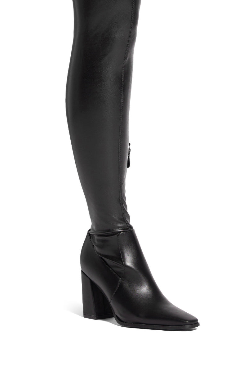 AZALEA WANG ERAQUS BLACK OVER THE KNEE BLACK CHUNKY BOOT