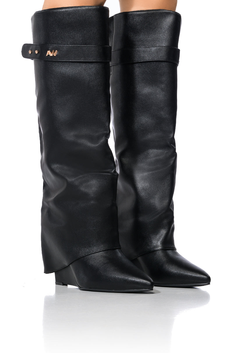 AZALEA WANG STUCK ON YOU WEDGE BOOT IN BLACK