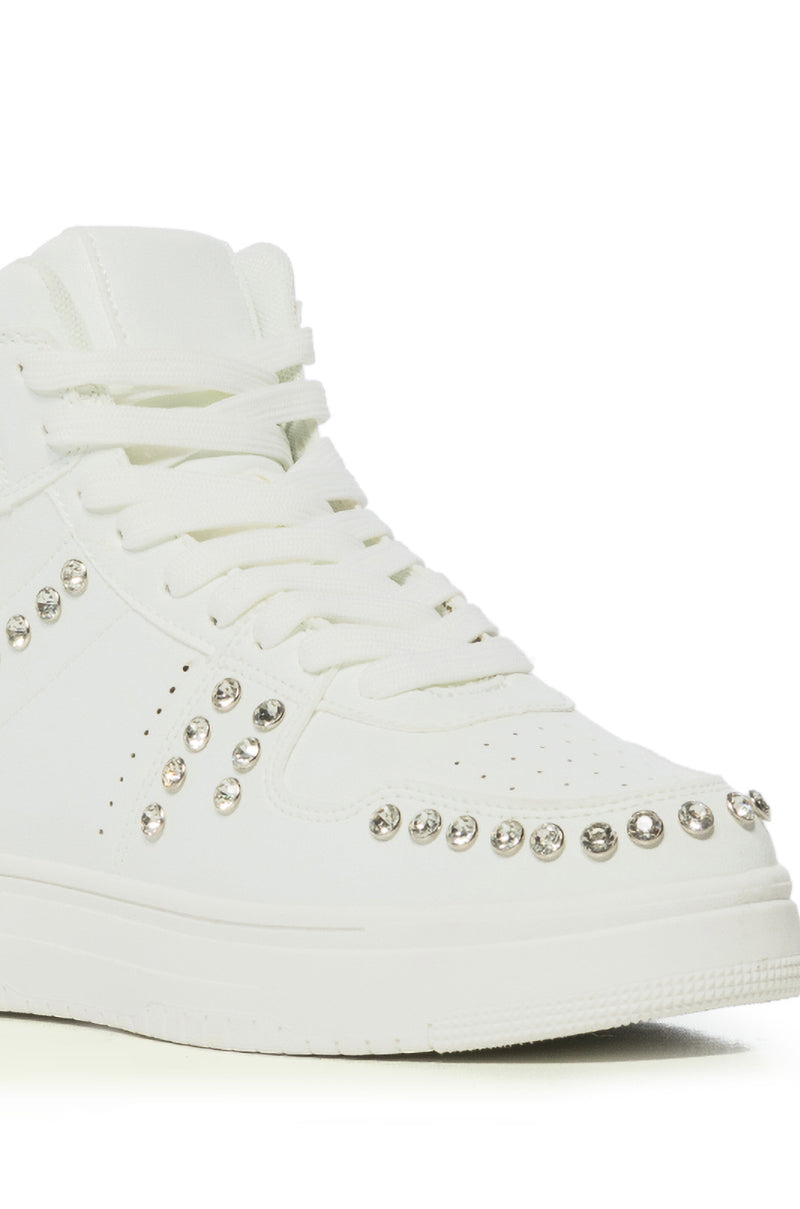 AZALEA WANG NIMBUS WHITE EMBELLISHED HIGH TOP SNEAKER