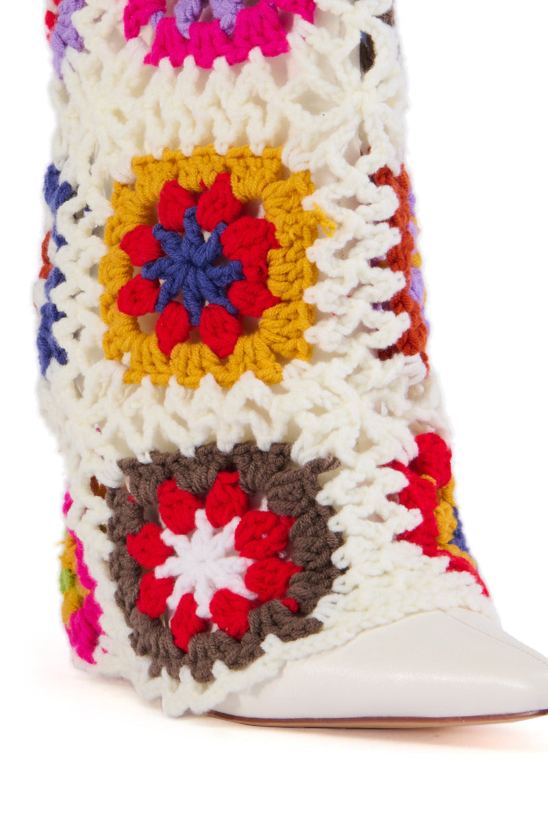 AZALEA WANG DELWYN CROCHET BOOTIE IN MULTI