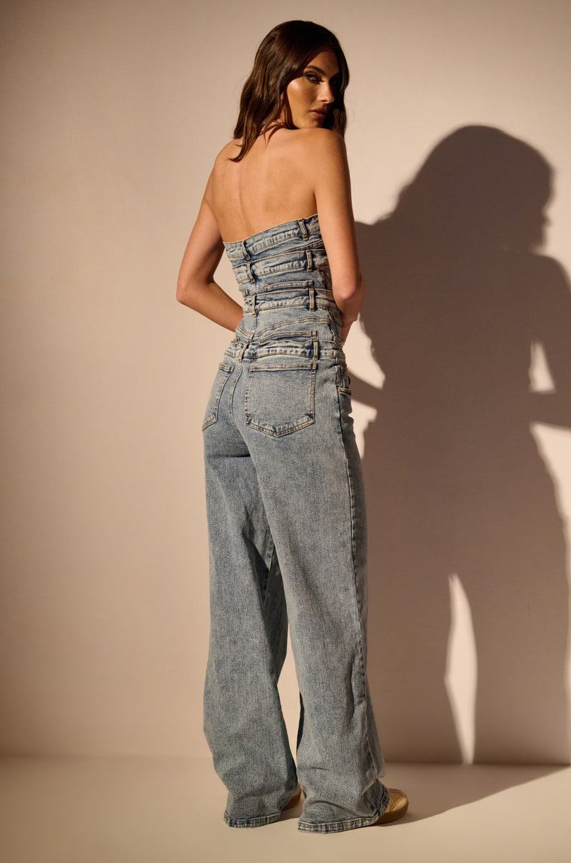 DENIM DENIM DENIM LAYERED JUMPSUIT