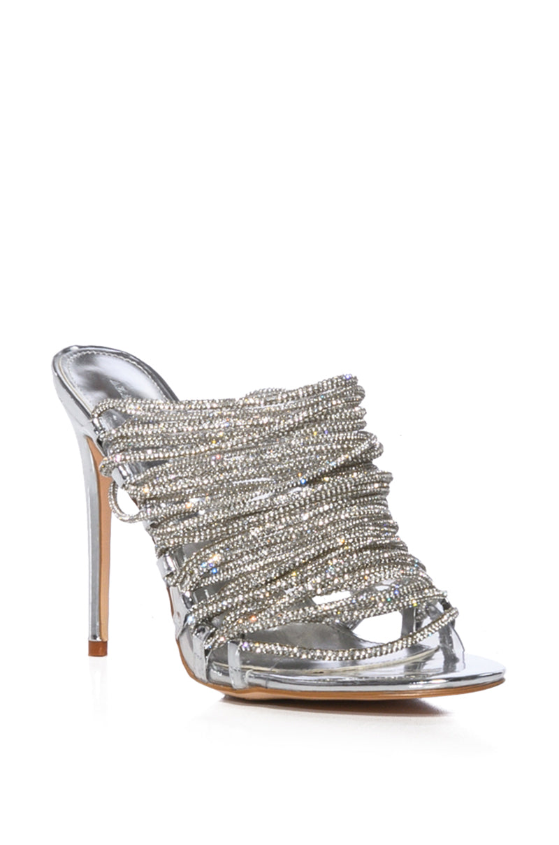 AZALEA WANG PAPRIKA EMBELLISHED STILETTO SANDAL IN SILVER