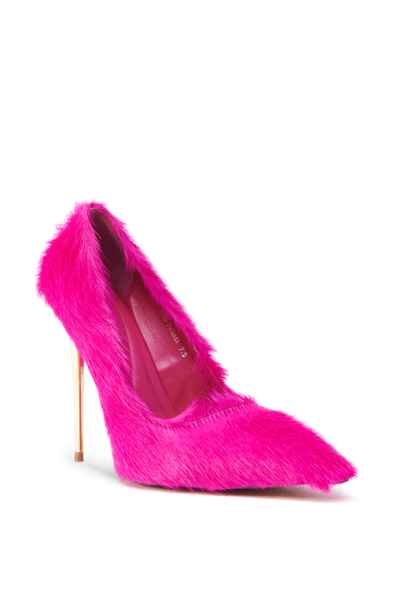 AZALEA WANG ROMEE FUCHSIA PONY HAIR PUMP