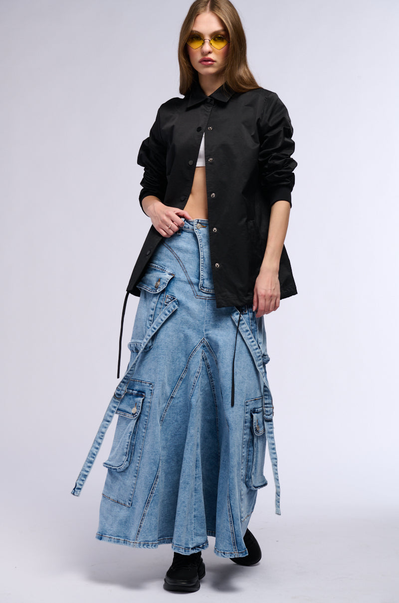 SOLANGE CARGO DENIM MAXI SKIRT