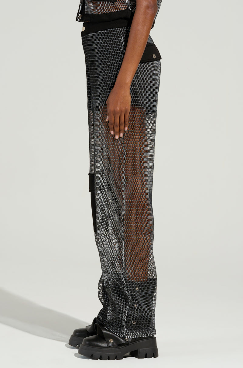 STEPHANIA TRANSPARENT TROUSER IN BLACK