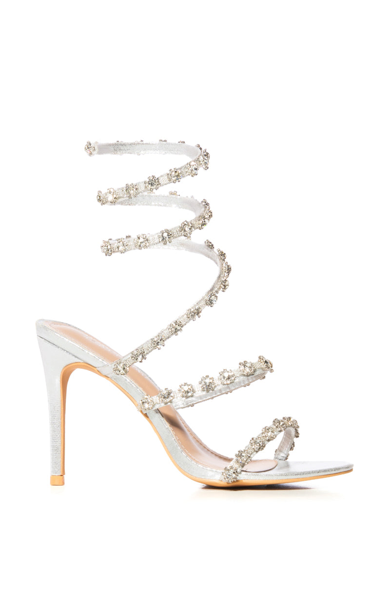 AZALEA WANG DELICACY SILVER COIL WRAP SANDAL