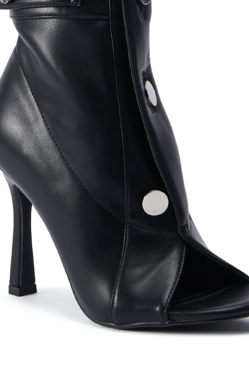 AZALEA WANG NAILY BLACK OPEN TOE BOOTIE