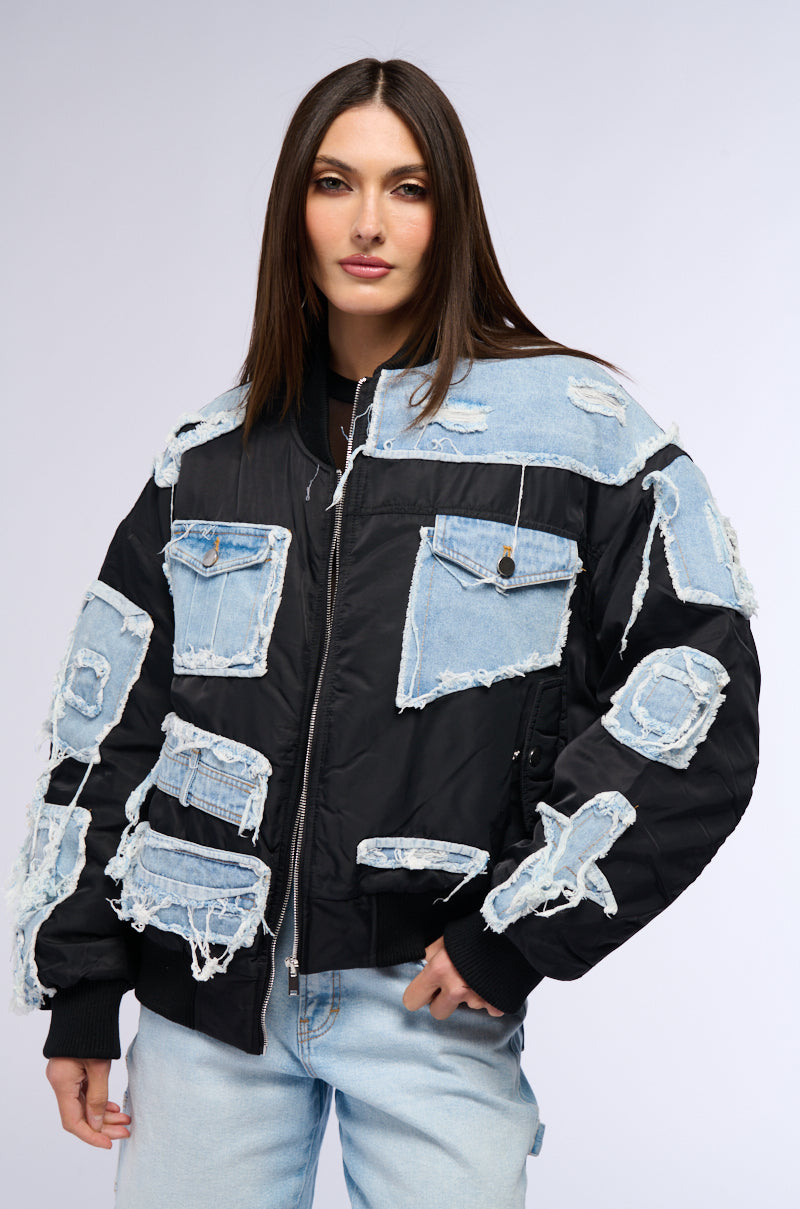 TUMI MIXED MEDIA BOMBER JACKET