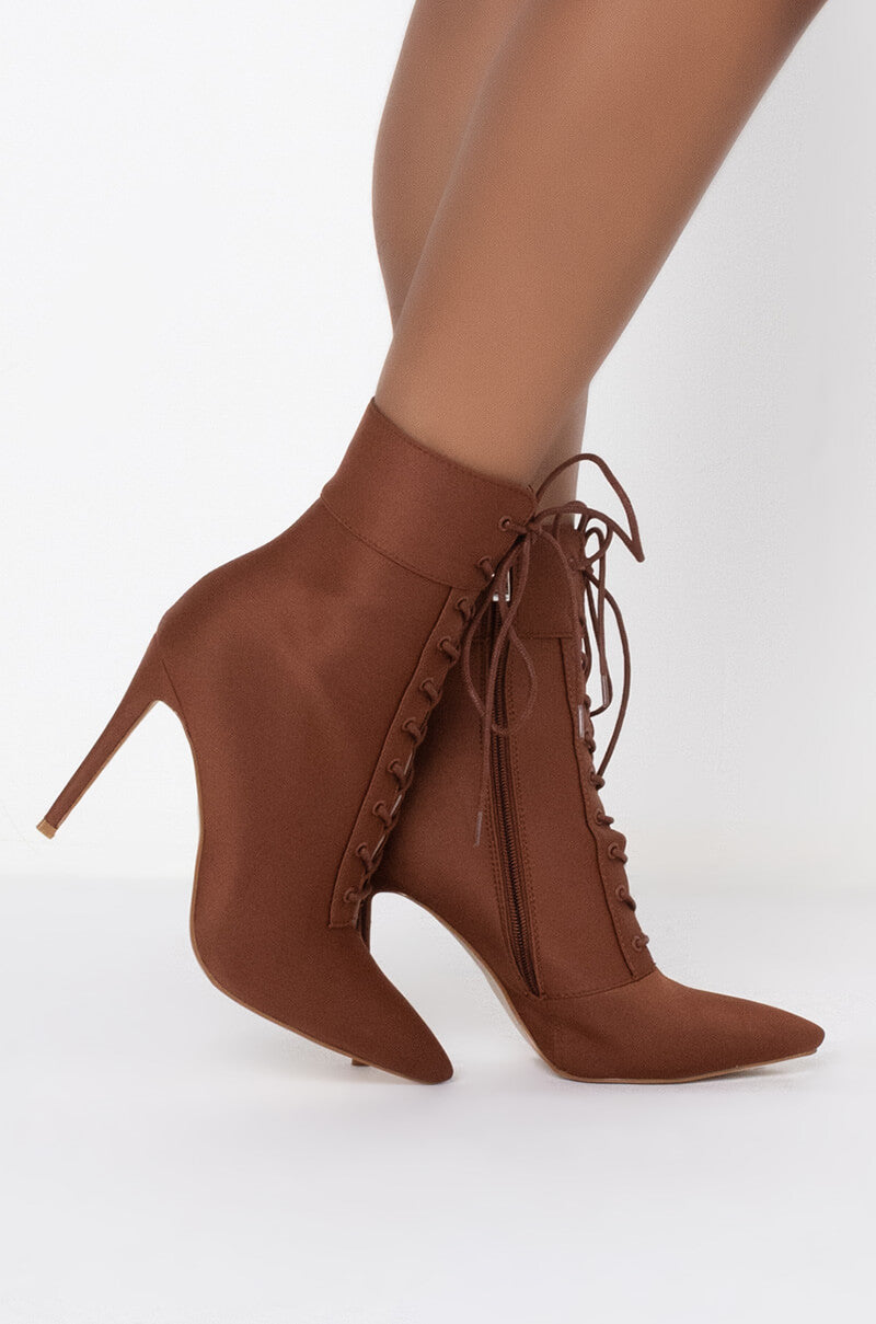 AZALEA WANG LIGHT ME UP STILETTO BOOTIE IN RUST