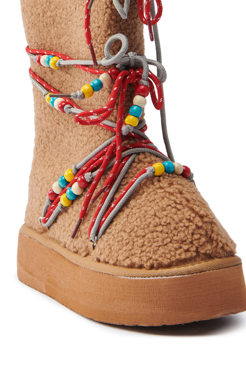 TIGHTROPES CHESNUT SHERPA WITH BEADS FLAT BOOTIE