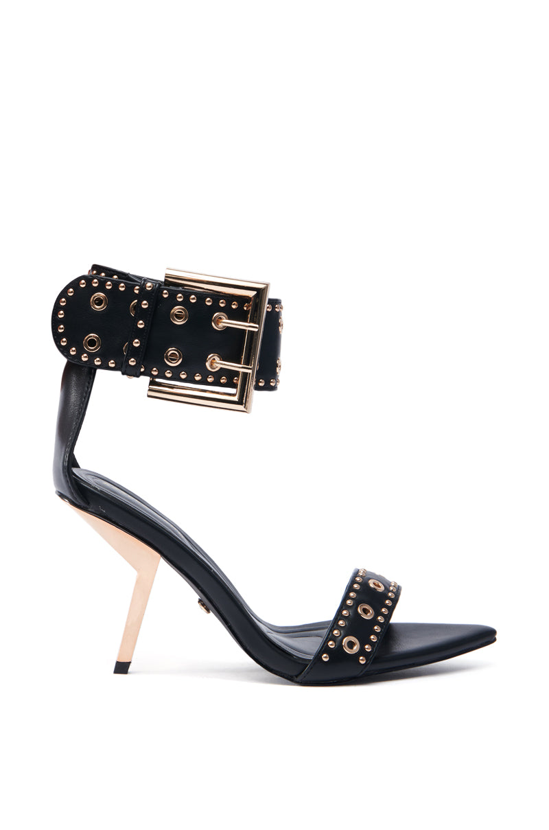 AZALEA WANG LOBELIA BLACK HARDWARE EMBELLISHED STILETTO SANDAL