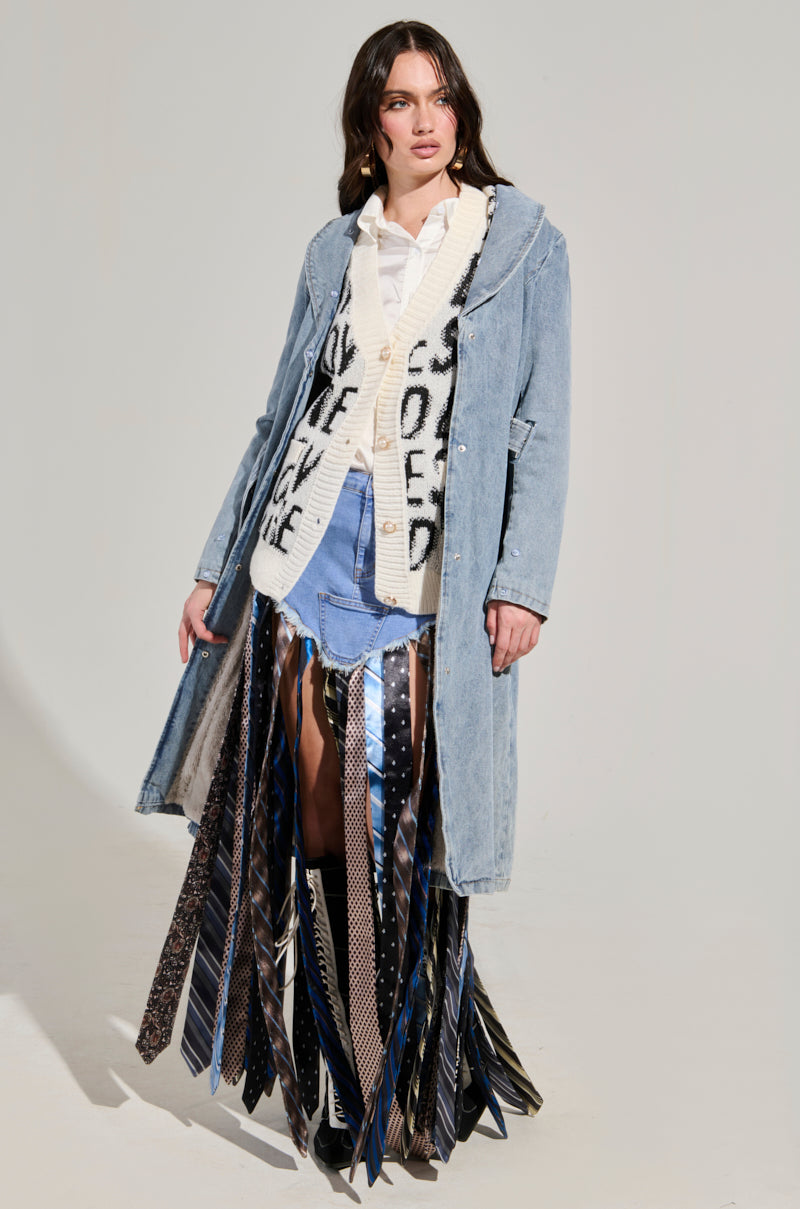 KAYA FUR TRIM TRENCH IN DENIM