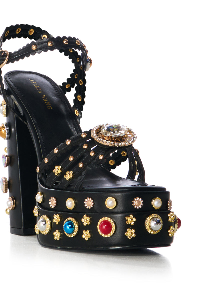 AZALEA WANG BIRCH EMBELLISHED SANDAL IN BLACK