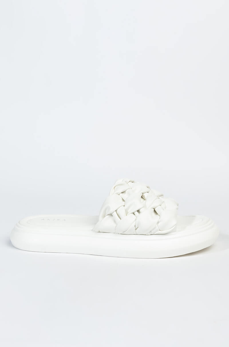 AZALEA WANG LETS LOSE IT ALL FLAT SANDAL IN WHITE