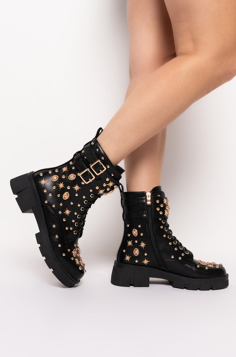 AZALEA WANG LOST IN SPACE FLATFORM BOOTIE IN BLACK