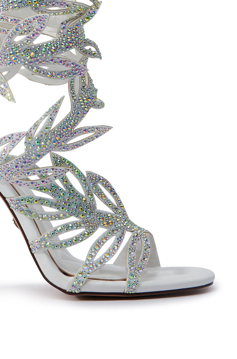 AZALEA WANG MEIER WHITE EMBELLISHED STILETTO SANDAL