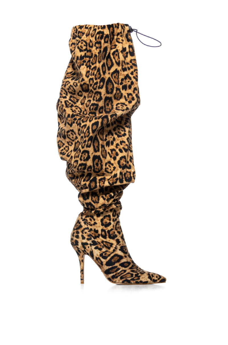 AZALEA WANG MANTIS BAGGY THIGH HIGH BOOT IN LEOPARD