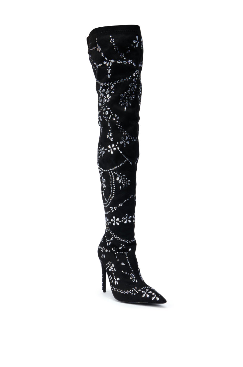 AZALEA WANG AGELESS STILETTO BOOT IN BLACK SUEDE