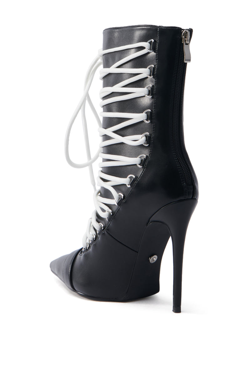 AZALEA WANG ERYX BLACK LACE UP STILETTO BOOTIE