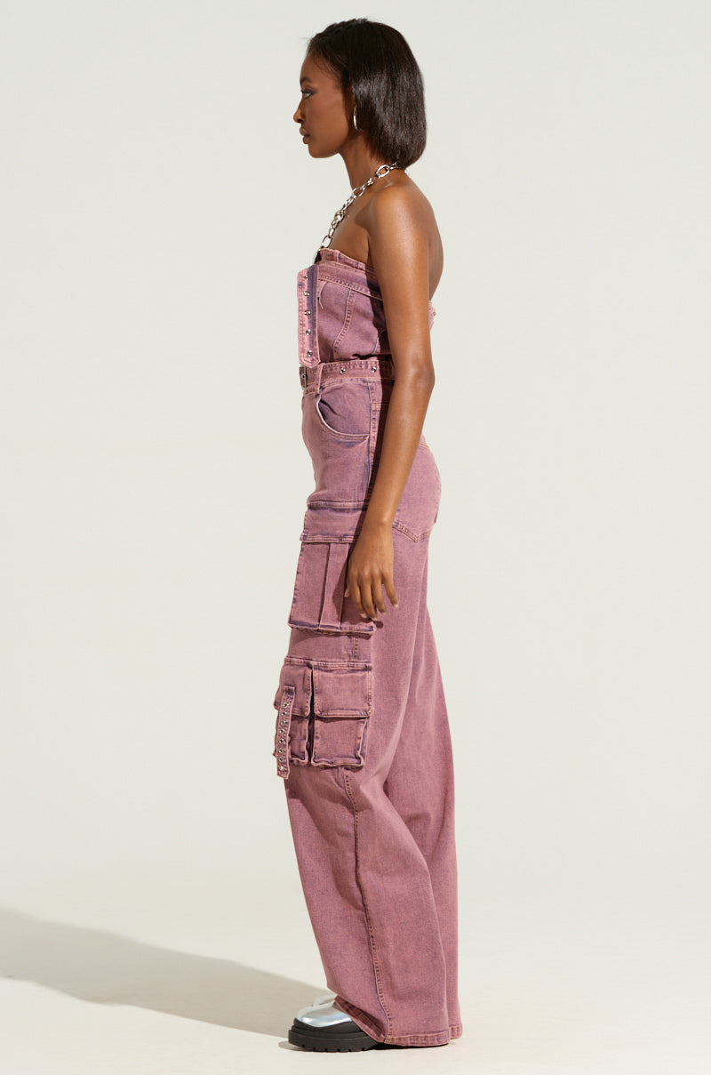 ACID WASHED DENIM JUMPSUIT